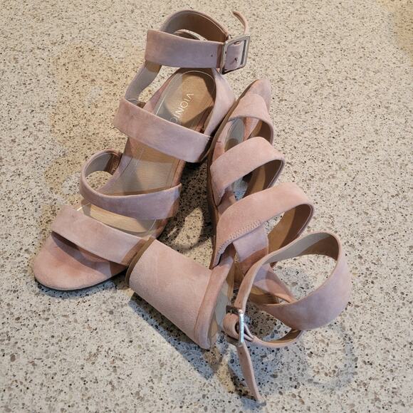 VIONIC Blaire Suede Blush Pink Wrap Around Ankle Strap Block Sandal Heels✨️9.5 - Picture 12 of 16